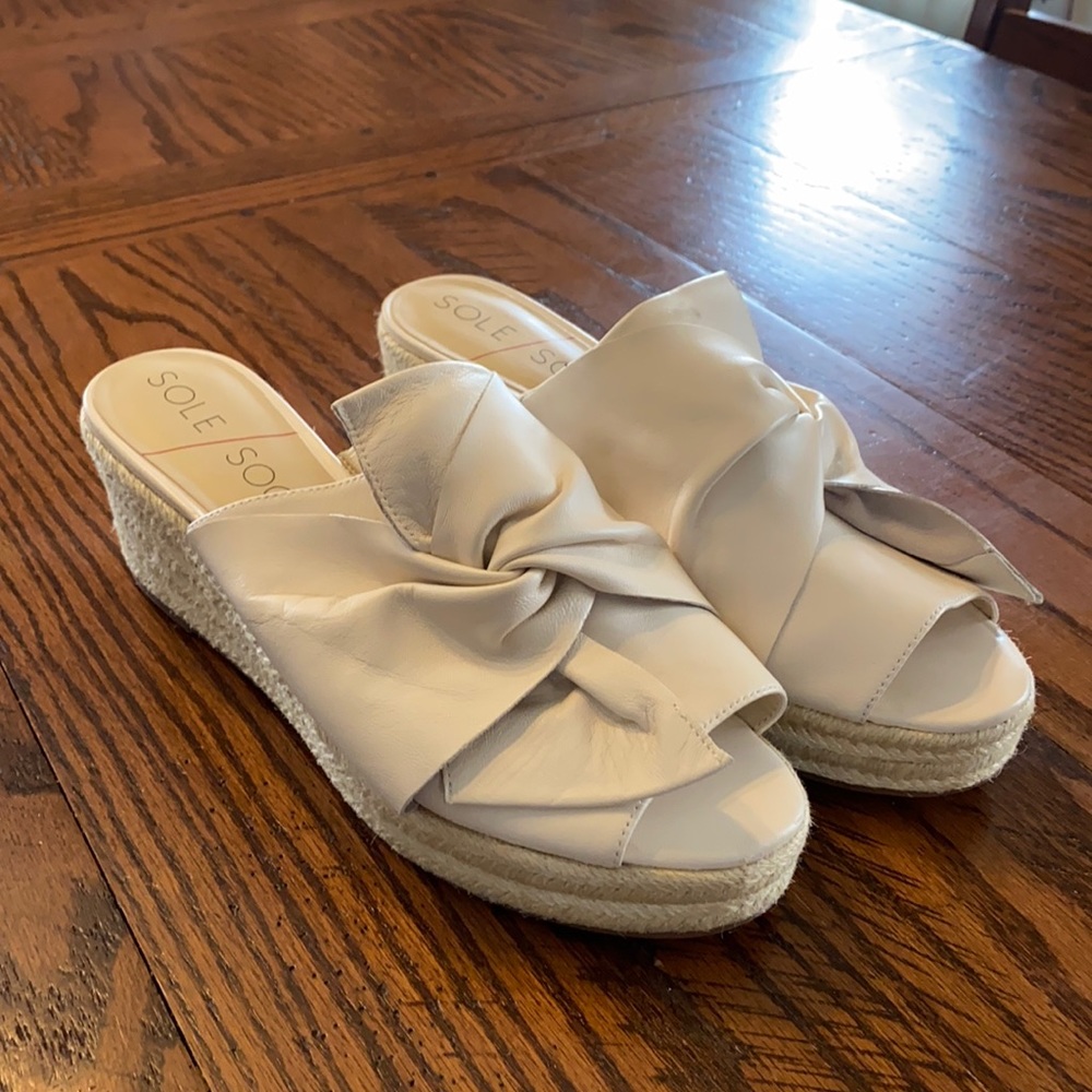 Sole Society Carima Tie Espadrille wedges white 10